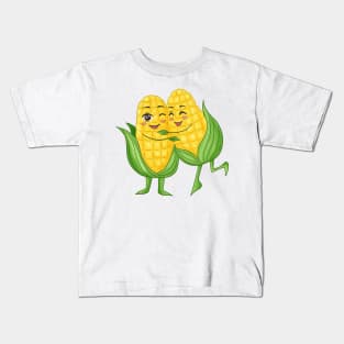 Cute corn couple hugging each other Kids T-Shirt